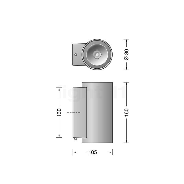 Bega 24517 - Applique LED graphite - 3.000 K - 24517K3 - vue en coupe