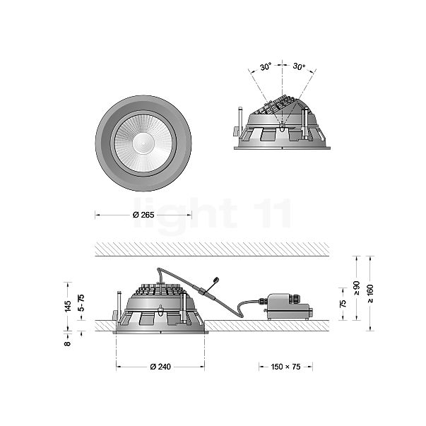 Bega 24542 - recessed Ceiling Light LED graphite - 24542K3 sketch