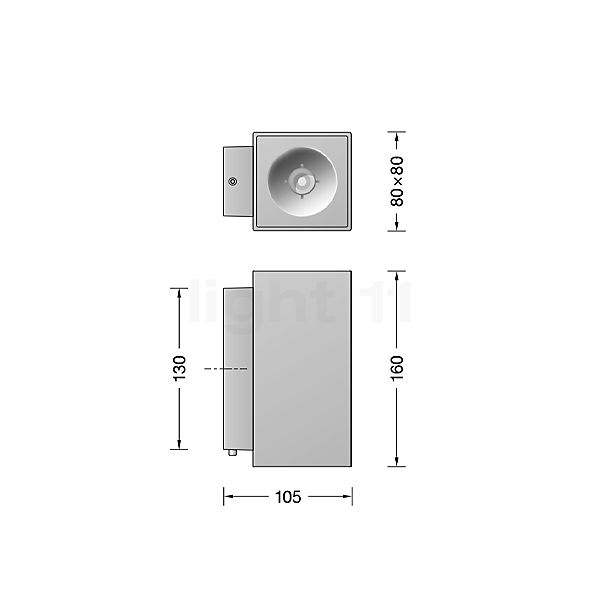 Bega 24613 - Applique LED argenté - 3.000K - 24613AK3 - vue en coupe