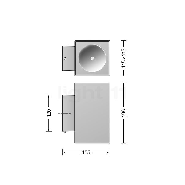 Bega 24617 - Applique LED graphite - 3.000 K - 24617K3 - vue en coupe