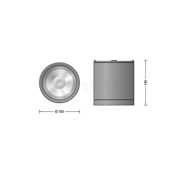 Bega 24623 - Plafonnier LED graphite - 3.000 K - 24623K3 - vue en coupe