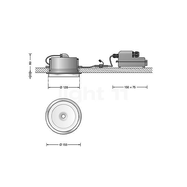 Bega 24677 - Deckeneinbauleuchte LED Edelstahl - 3.000 K - 24677K3 Skizze