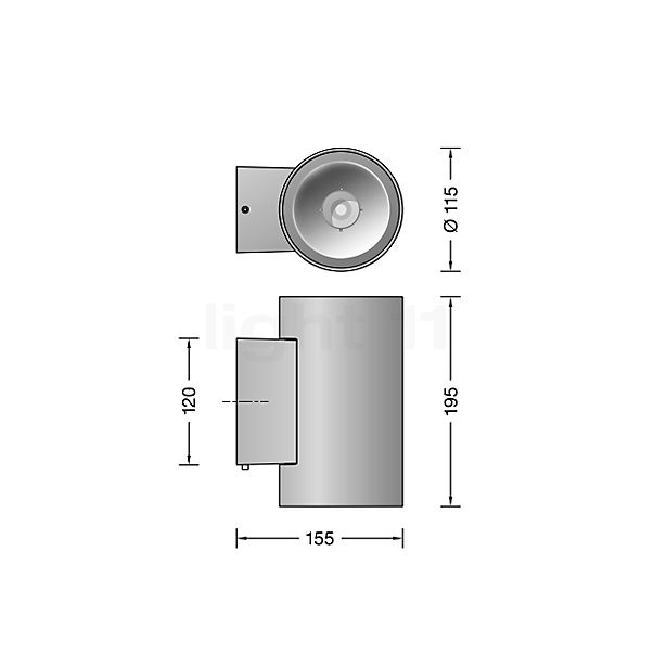 Bega 24725 - Wandlamp LED wit - 3.000 K - 24725WK3 schets