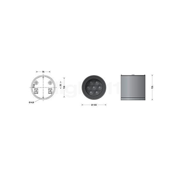 Bega 24750 - Plafonnier LED graphite - 24750K3 - vue en coupe