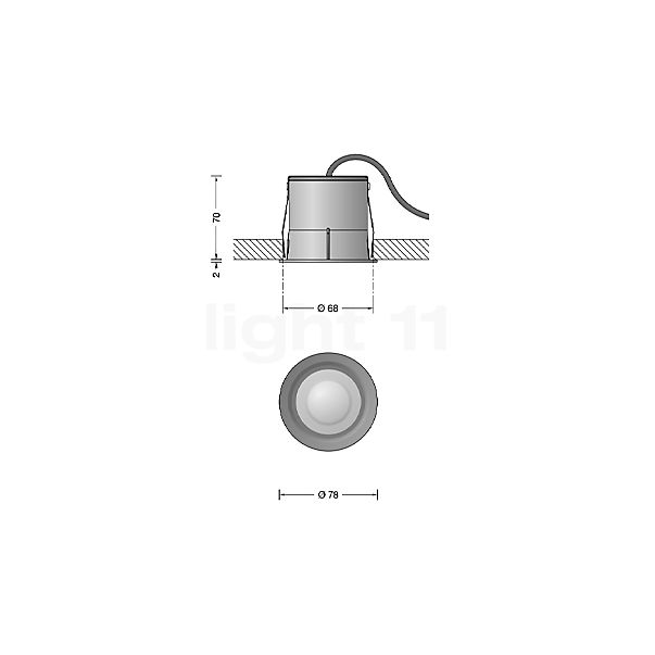 Bega 24789 - Lampada da incasso a soffitto LED senza reattori grafite - 3.000 K - 24789K3 - vista in sezione