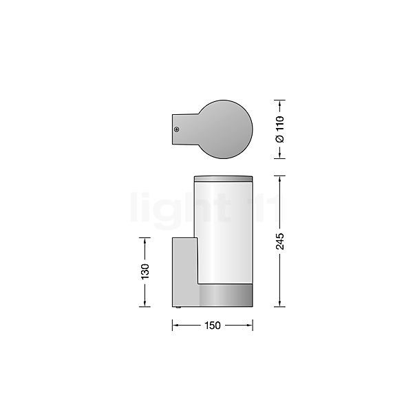 Bega 24849 - Wandleuchte LED silber - 3.000 K - 24849AK3 Skizze