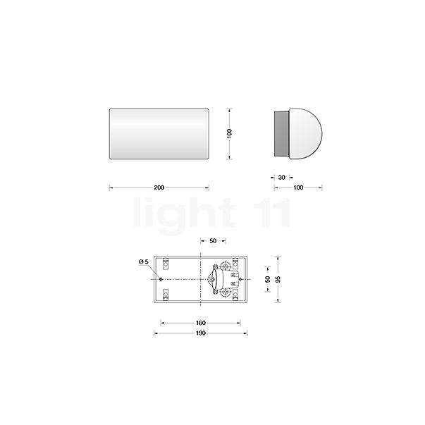 Bega 33185 - Brique lumineuse Lichtbaustein® graphite - 3.000 K - 33185K3 - vue en coupe