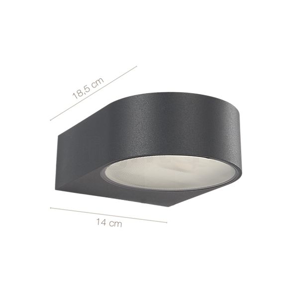 Measurements of the Bega 33224 - Wall light LED graphite - 33224K3 in detail: height, width, depth and diameter of the individual parts.