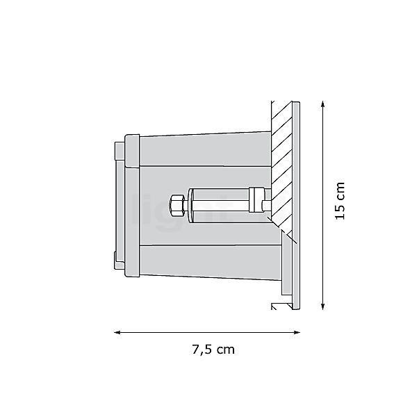 Bega 33296 - recessed wall light LED silver - 33296AK3 , Warehouse sale, as new, original packaging sketch