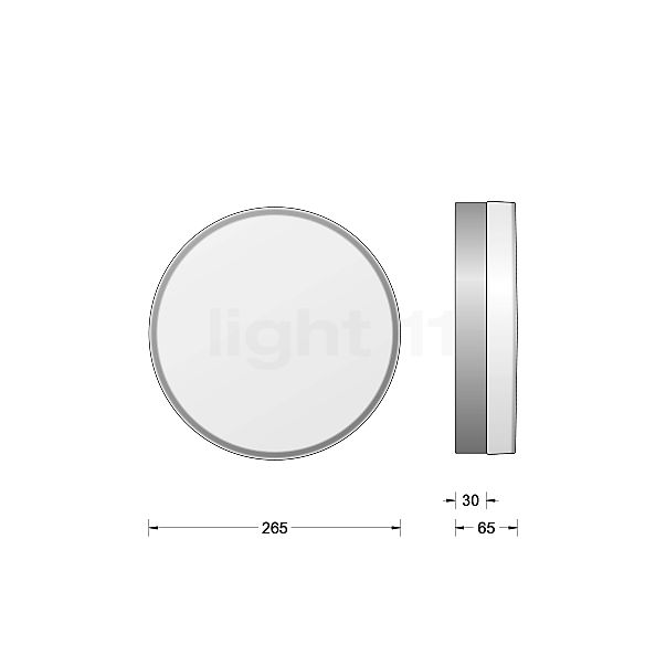 Bega 33682 - Lampada da soffitto/parete LED grafite - 33682K3 - vista in sezione