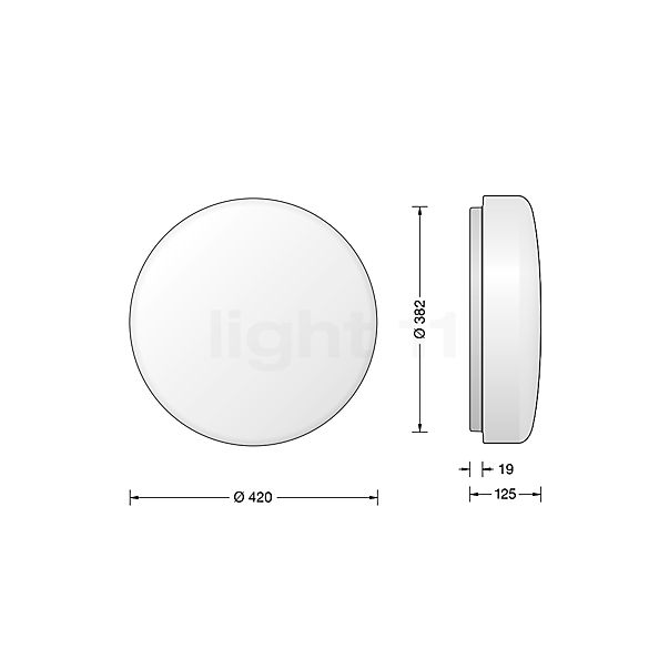 Bega 50034 - Plafond-/Wandlamp LED glas - 3.000 K - 50034K3 schets