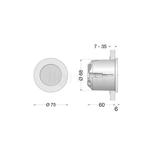 Bega 50116 - Applique da incasso a parete LED bianco - 50116.1K3 - vista in sezione