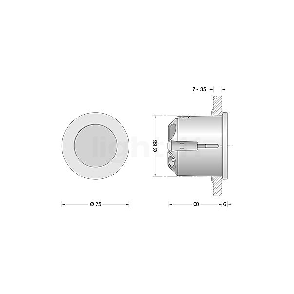 Bega 50117 - Applique encastrée LED blanc - 50117.1K3 - vue en coupe