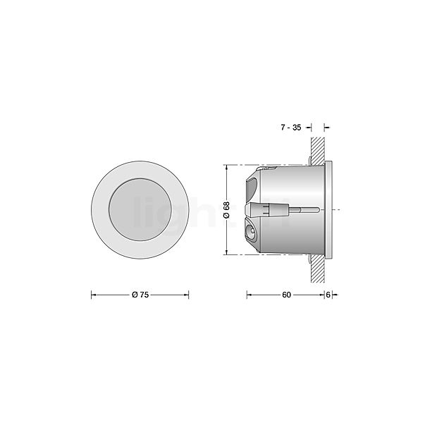 Bega 50117 - Wandeinbauleuchte LED Edelstahl - 2.700 K - 50117.2K27 Skizze