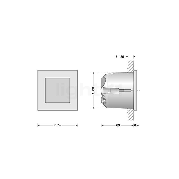 Bega 50118 - Applique da incasso a parete LED bianco - 50118.1K3 - vista in sezione