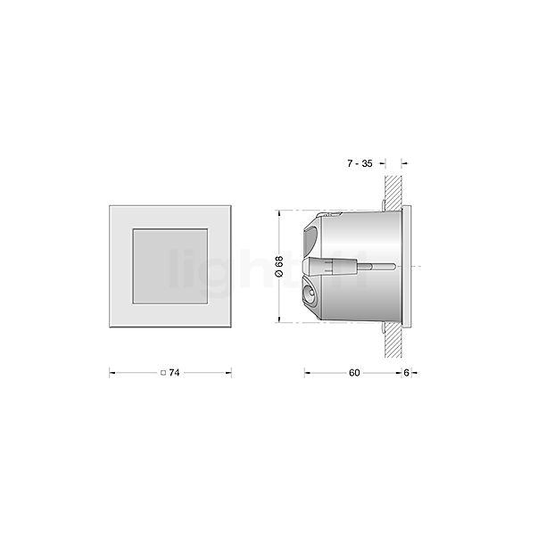 Bega 50119 - Recessed Wall Light LED stainless steel - 50119.2K3 sketch