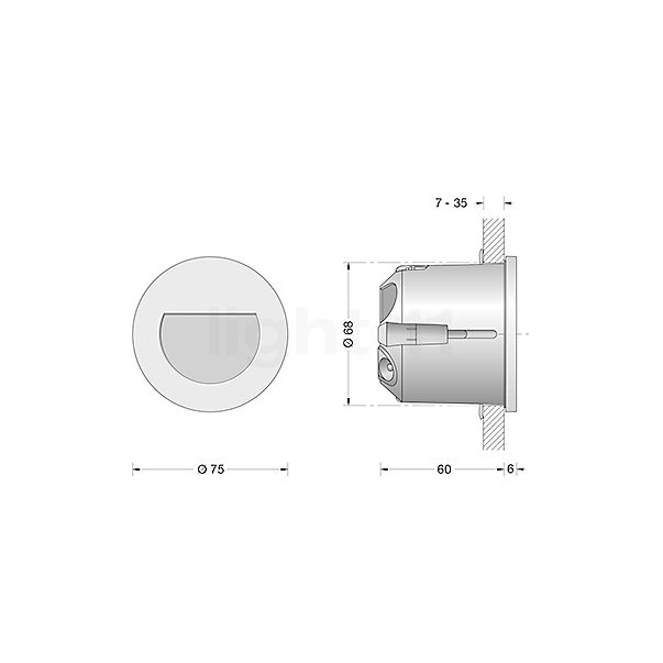 Bega 50156 - Wandinbouwlamp LED roestvrij staal - 50156.2K3 schets