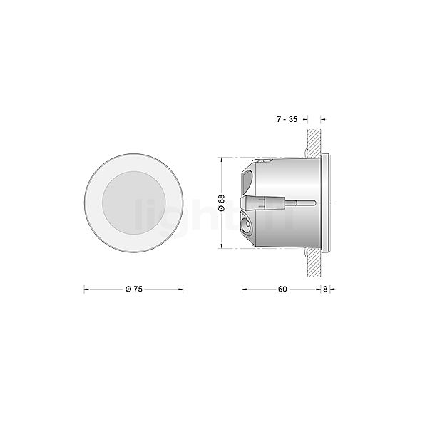 Bega 50158 - Wandinbouwlamp LED roestvrij staal - 50158.2K3 schets