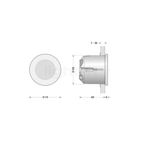 Bega 50284 - Applique encastrée LED blanc - 50284.1K3 - vue en coupe