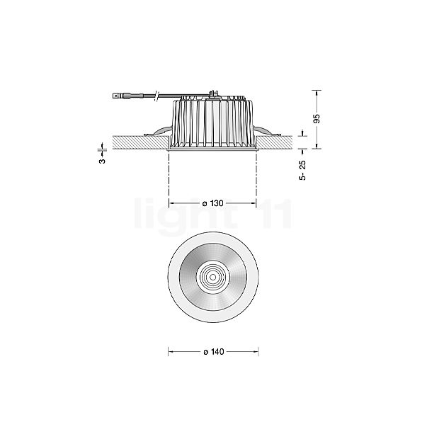 Bega 50433 - Deckeneinbauleuchte LED weiß - 3.000 K - 50433.1K3 Skizze