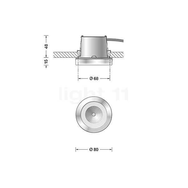 Bega 50593 - Plafonnier encastré LED blanc - 3.000 K - 50593K3 - vue en coupe