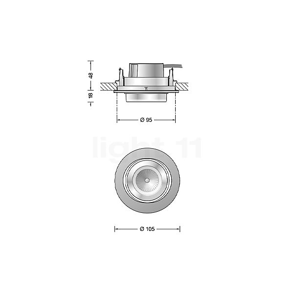 Bega 50714 - Deckeneinbauleuchte LED Edelstahl - 3.000 K - 50714.2K3 Skizze