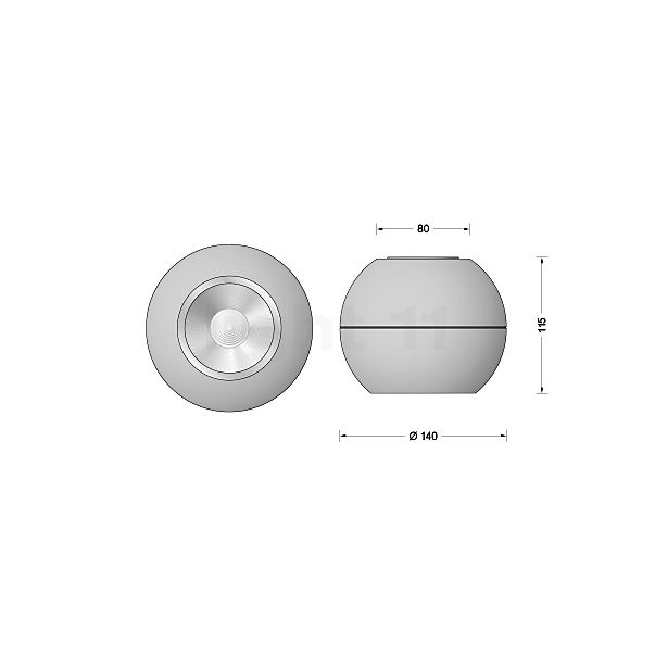 Bega 50860 - Genius Plafonnier LED noir - 50860.5K3 - vue en coupe