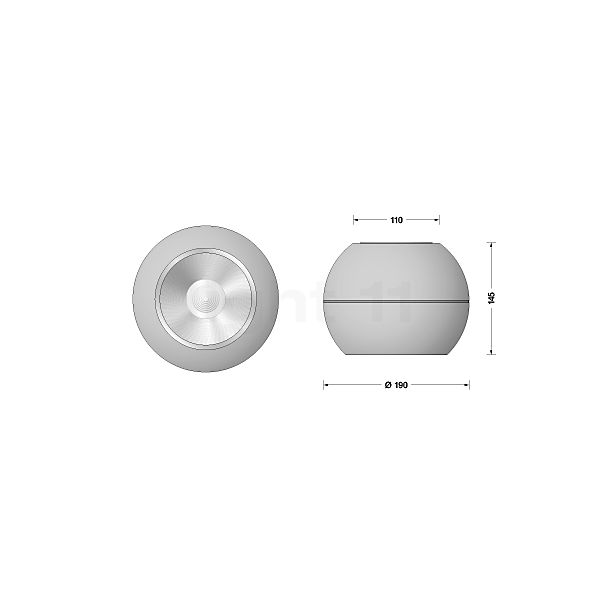 Bega 50863 - Genius Plafonnier LED noir - 50863.5K3 - vue en coupe