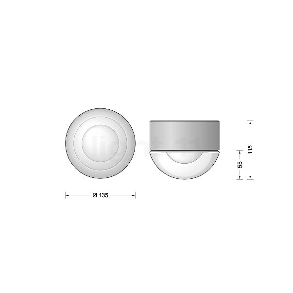 Bega 50879 - Plafonnier LED blanc - 50879.1K3 , Vente d'entrepôt, neuf, emballage d'origine - vue en coupe