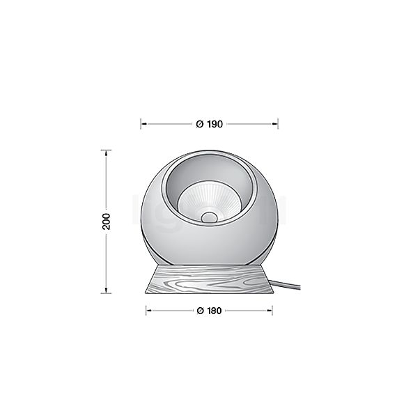 Bega 50916 - Studio Line Tafellamp LED met Houten basis aluminium/wit - 50916.2K3+13277 schets
