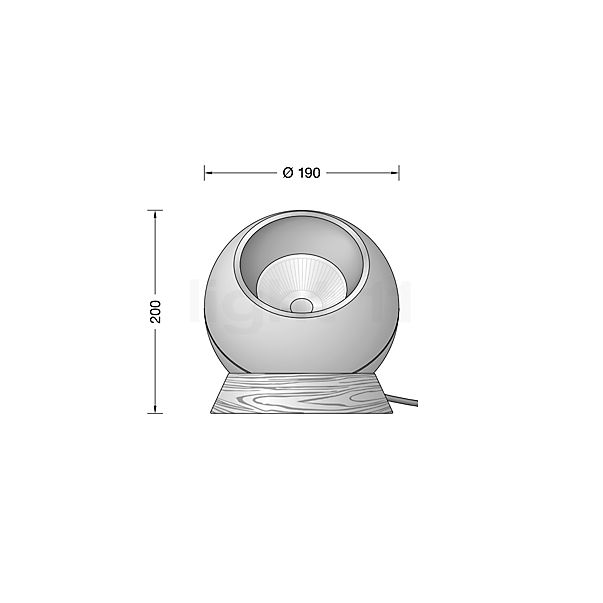 Bega 50917 - Studio Line Tafellamp LED zonder Houten basis wit/aluminium mat - 3.000 K - 50917.2K3 schets