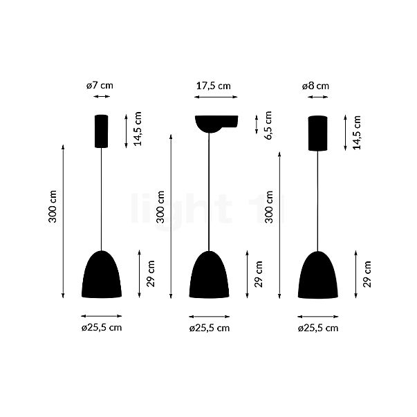 Bega 50954 - Studio Line Hanglamp LED aluminium/zwart, voor schuine plafonds - 50954.2K3+13246 schets