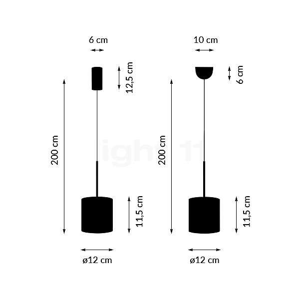Bega 50987 - Studio Line Hanglamp LED koper/zwart, schakelbaar - 50987.6K3+13239 schets