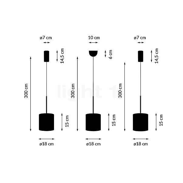 Bega 50989 - Studio Line Hanglamp LED aluminium/zwart, voor schuine plafonds - 50989.2K3+13258 schets