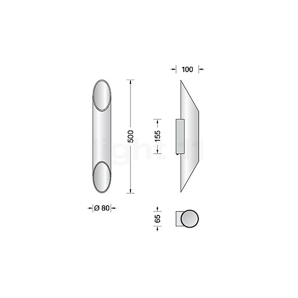 Bega 51056 - Studio Line Wandleuchte LED aluminium - 51056.2K3 Skizze