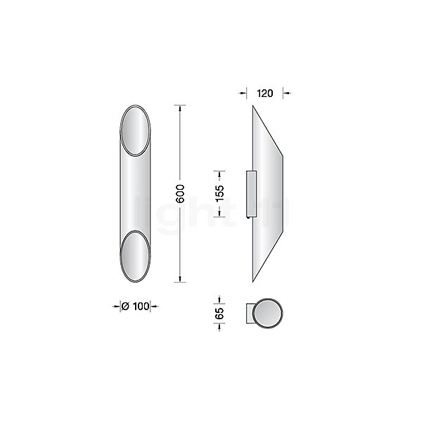 Bega 51057 - Studio Line Wandlamp LED messing - 51057.4K3 schets