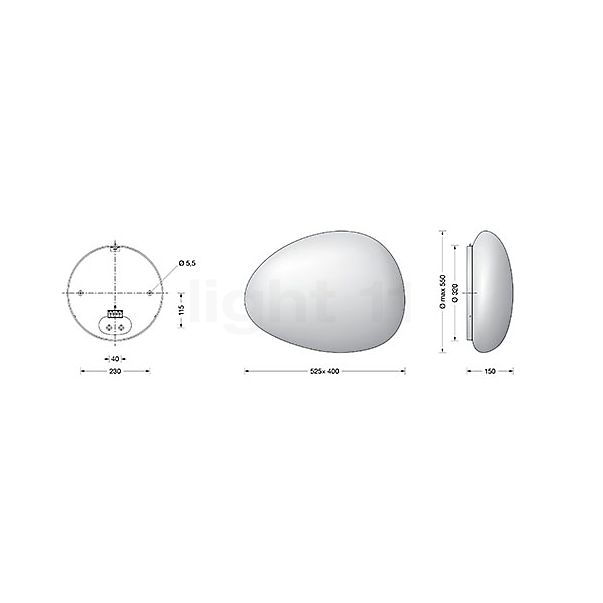 Bega 51132 - Pebbles Applique LED opale - 51132K27 - vue en coupe