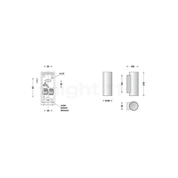 Bega 51143 - Applique LED blanc/cuivre - 51143.4K3 - vue en coupe