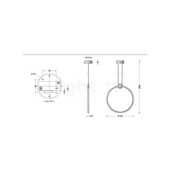 Bega 51270 - Lampada a sospensione LED bianco - 51270.1K3 - vista in sezione