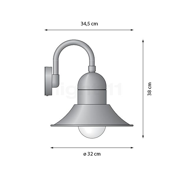 Bega 66411 - Applique murale LED graphite - 66411K3 - vue en coupe