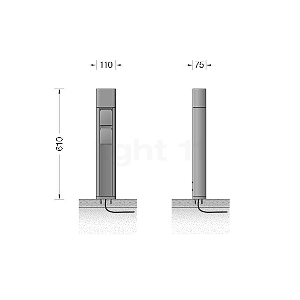 Bega 71097 - Power Outlet Pillar Smart with ZigBee graphite - 71097 sketch