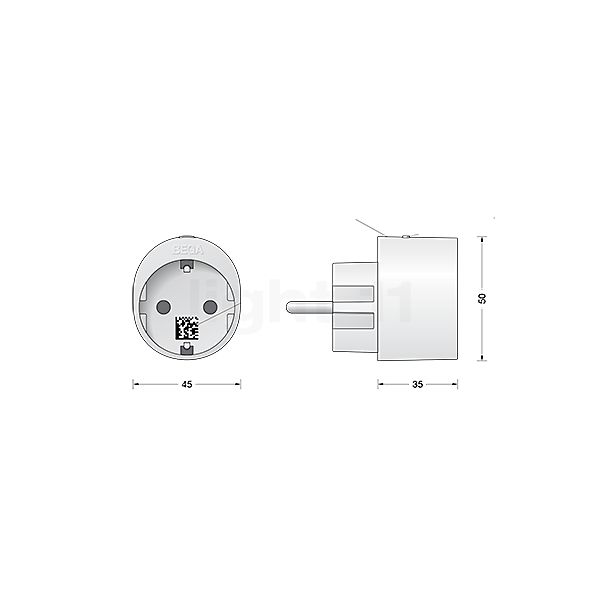 Bega 71190 - Smart Plug con ZigBee bianco - 71190 - vista in sezione