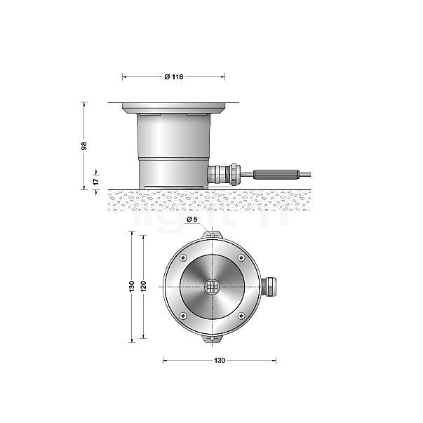 Bega 77018 - Bodeneinbauleuchte LED Edelstahl - 77018K3 , Lagerverkauf, Neuware Skizze