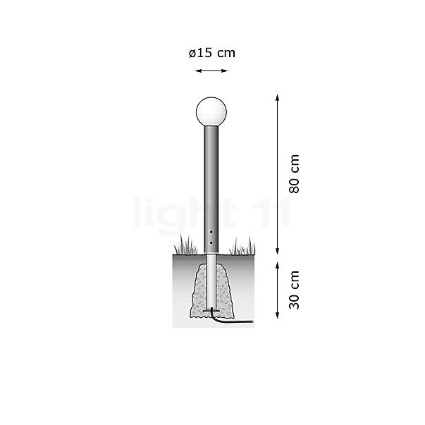 Bega 77223 - Bolderarmatuur LED zilver - 77223AK3 schets