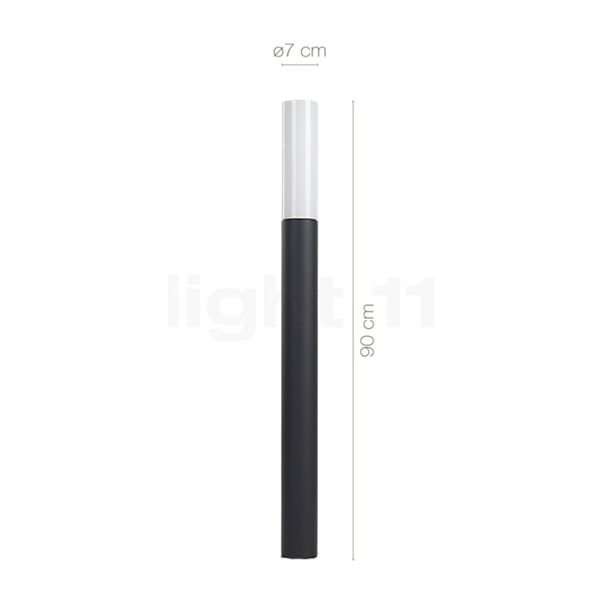 Measurements of the Bega 77236 - Bollard Light LED silver - 77236AK3 in detail: height, width, depth and diameter of the individual parts.