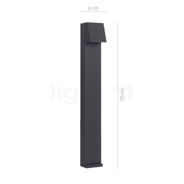 Measurements of the Bega 77237/77238 - bollard light LED graphite with anchorage - 77237K3 in detail: height, width, depth and diameter of the individual parts.