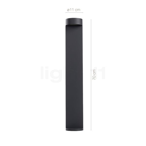 Measurements of the Bega 77263/77264 - bollard light LED graphite with anchorage - 77263K3 in detail: height, width, depth and diameter of the individual parts.