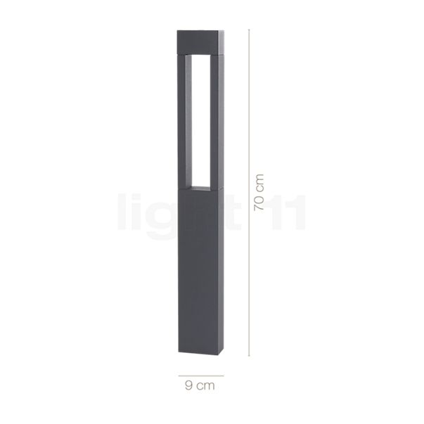 Measurements of the Bega 77265/77266 - bollard light LED graphite with anchorage - 77265K3 in detail: height, width, depth and diameter of the individual parts.