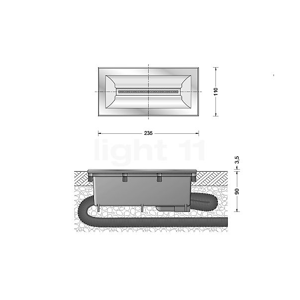 Bega 84089 - Bodeneinbauleuchte LED Edelstahl - 3.000 K - 84089K3 Skizze