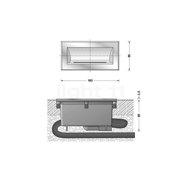 Bega 84090 - Bodeneinbauleuchte LED Edelstahl - 3.000 K - 84090K3 Skizze